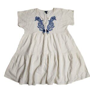 Embroidered Paisely Tiered Peasant Dress Size XL 15-18 Gauze Boho Cottagecore